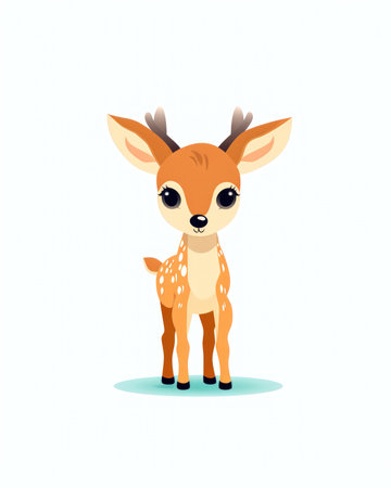 Cute little baby deer isolated on white background. Vector illustration. (ai generated)の素材