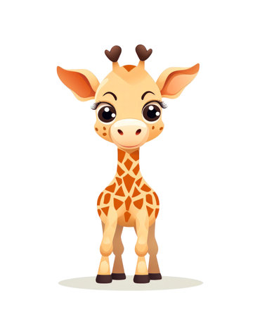 Cute cartoon giraffe isolated on white background. Vector illustration. (ai generated)の素材