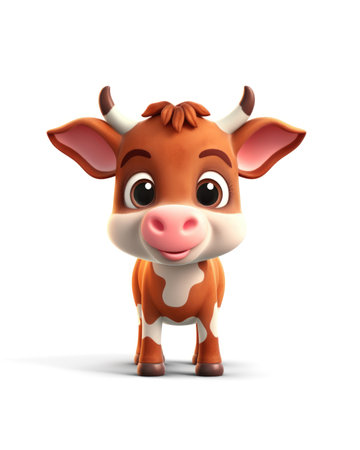 3d rendering of a cute cow with a mask on his face. (ai generated)の素材
