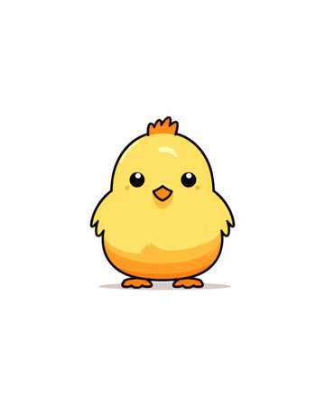 Cute little yellow chicken isolated on white background. Vector illustration. (ai generated)の素材