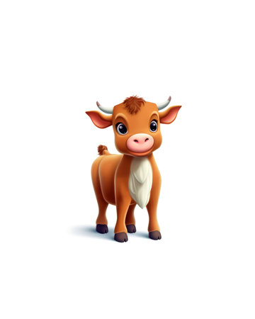 Cute cartoon cow isolated on a white background. Vector illustration. (ai generated)の素材