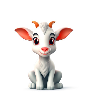 3d rendered illustration of Cute cow cartoon character with white background. (ai generated)の素材
