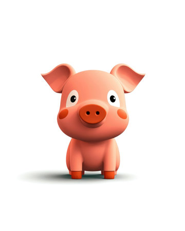 Cute cartoon pink pig isolated on white background. Vector illustration. (ai generated)の素材