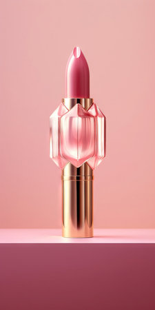 Lipstick in pink bottle on a pink background. (ai generated)の素材