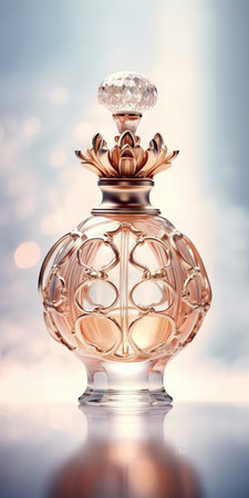 Perfume bottle on bokeh background. (ai generated)の素材
