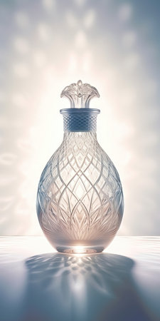Glass vase on a wooden background. (ai generated)の素材