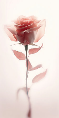 pink rose on a white background. (ai generated)の素材