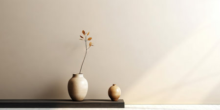 Minimalist interior design with vase and plant. (ai generated)の素材