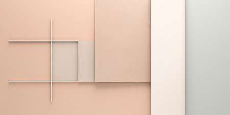 3d rendering of abstract geometric shapes in pastel colors, studio wall background. (ai generated)の素材