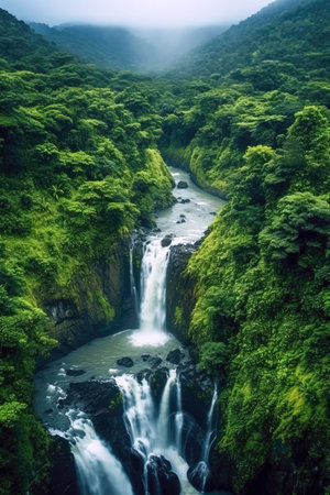 Waterfall in the rainforest. (ai generated)の素材