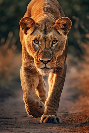 Lioness in savannah (ai generated)の素材