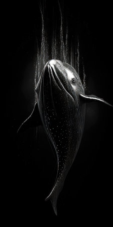 Humpback whale isolated on black background. (ai generated)の素材