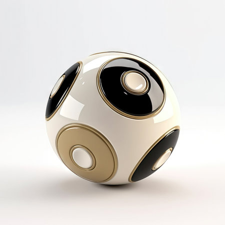 3d rendering of a black and white ball on a white background. (ai generated)の素材