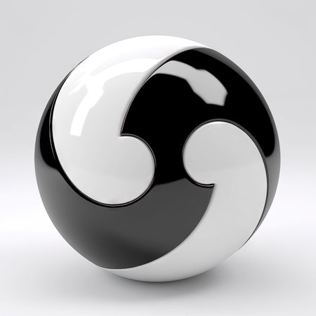 Yin and Yang symbol of harmony and balance. 3d rendering. (ai generated)の素材
