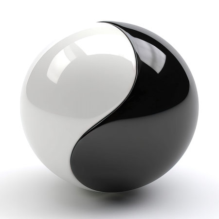 Black and white yin yang symbol. 3d render illustration. (ai generated)の素材