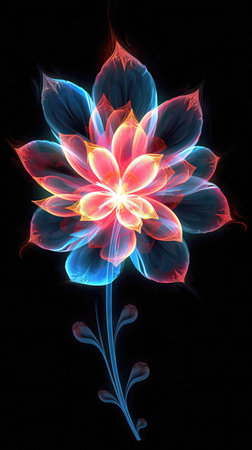 Abstract fractal flower on a black background. (ai generated)の素材
