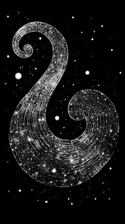 Abstract form on a cosmic black background.  (ai generated)の素材