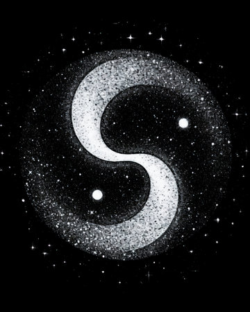 Zodiac sign of yin and yang in the night sky. (ai generated)の素材