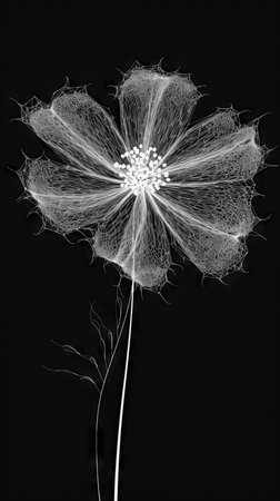 Dandelion flower on a black background. Monochrome. (ai generated)の素材