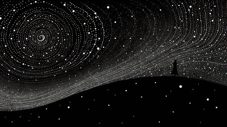 Black and white abstract background with stars and space. (ai generated)の素材