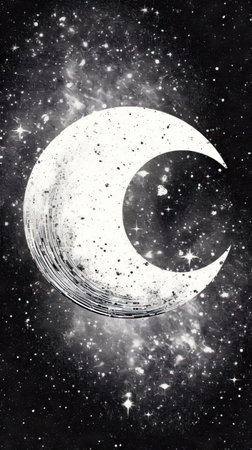 Crescent moon and stars in space. (ai generated)の素材