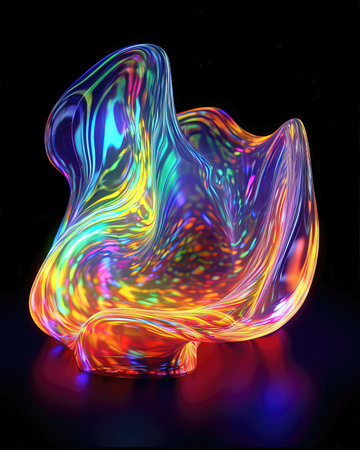 Colorful abstract shape on black background. (ai generated)の素材