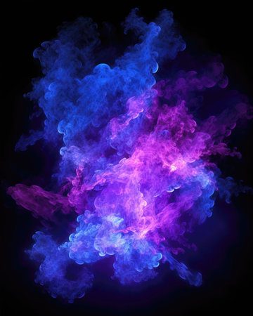 Colorful smoke on black background. Fantasy fractal texture. Digital art. 3D rendering. (ai generated)の素材