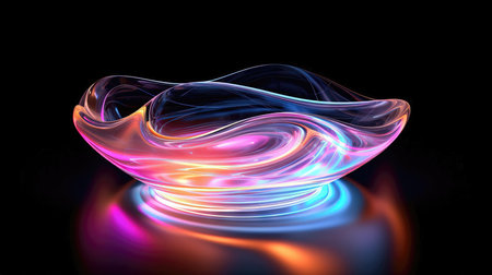 abstract blue and red curves on black background, computer generated abstract background (ai generated)の素材
