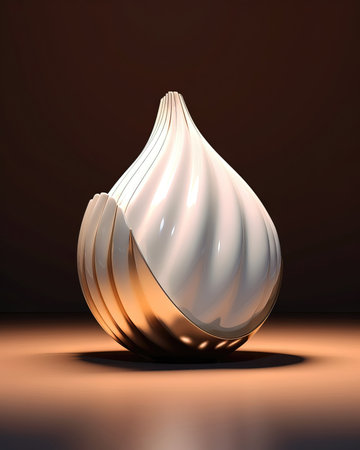 3d illustration of a white chocolate drop on a brown background. (ai generated)の素材