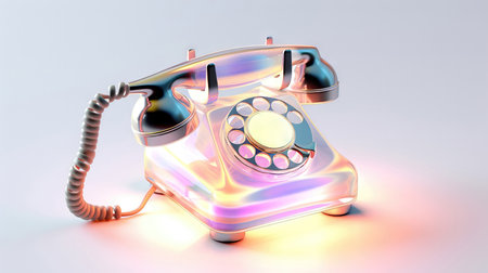 Retro telephone on a white background. 3d render illustration. (ai generated)の素材