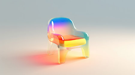 3d render of a chair in a room with a colored lighting. (ai generated)の素材