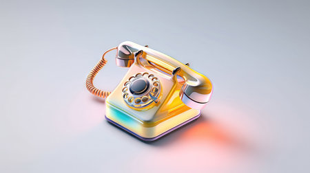 Retro telephone on a white background. 3d render illustration. (ai generated)の素材