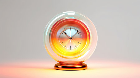 3d rendering of a clock in a glass sphere. Time concept. (ai generated)の素材