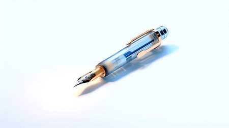 Fountain pen on a white background. 3d rendering. Computer digital drawing. (ai generated)の素材