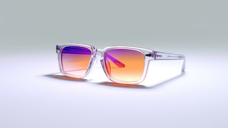 women's sunglasses with orange glasses on an isolated white background, 3d render (ai generated)の素材
