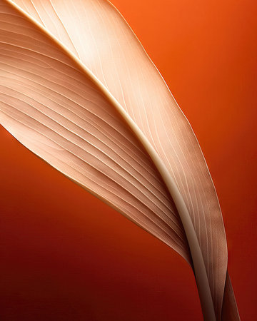 Abstract background with a curved sheet of paper on an orange background. (ai generated)の素材