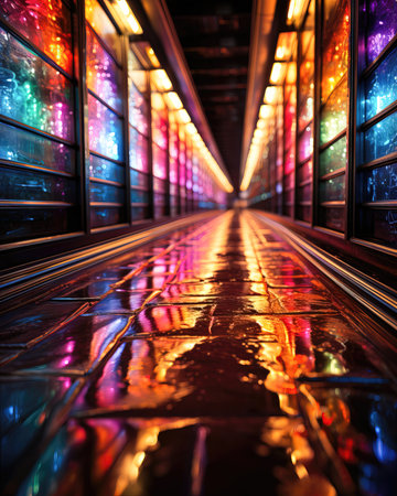 Abstract image of the interior of a metro station with a blurred background (ai generated)の素材