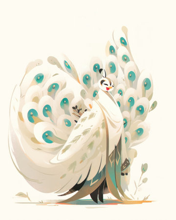 Beautiful peacock isolated on a white background. Vector illustration. (ai generated)の素材