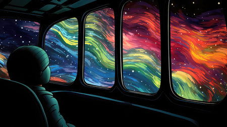 Astronaut in the spaceship. Space background. (ai generated)の素材