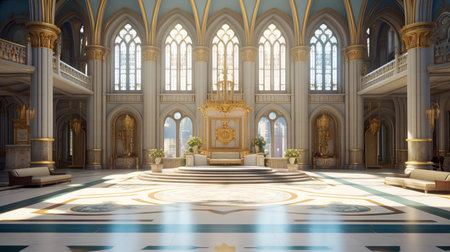 3D rendering of the church interior in a fairy tale style. (ai generated)の素材