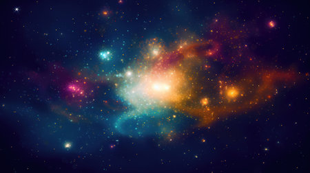 Cosmic space background with nebula and stars. Vector illustration. (ai generated)の素材