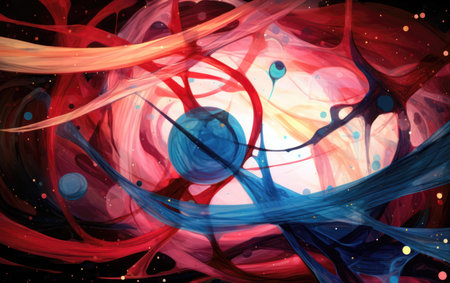 abstract colorful background,digital fractal art on the black background (ai generated)の素材
