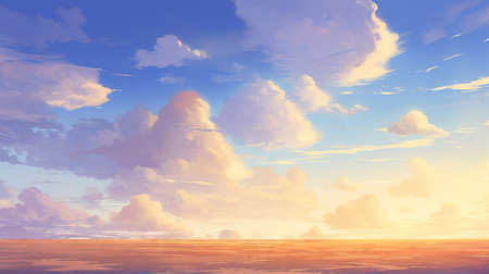 Sunset sky background with clouds. Nature composition (ai generated)の素材