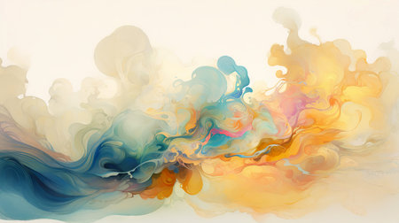 Abstract colorful watercolor background. Ink in water. Digital art painting. (ai generated)の素材