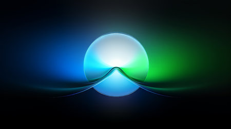 Glowing glass sphere in dark space, futuristic abstract background. Vector illustration (ai generated)の素材
