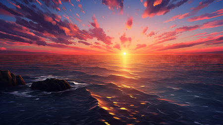 Beautiful sunset over the sea. (ai generated)の素材
