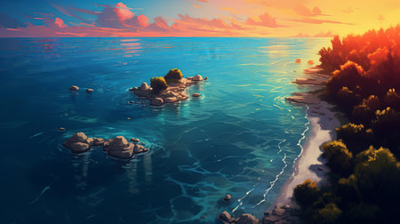Beautiful seascape at sunset. (ai generated)の素材
