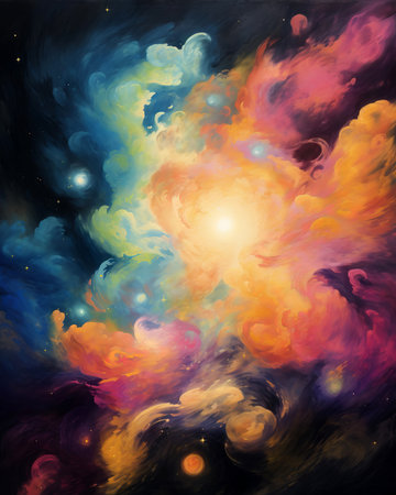 Cosmic space and stars, color cosmic abstract background (ai generated)の素材