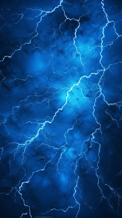 Lightning in the blue sky, thunderstorm. Abstract background. (ai generated)の素材