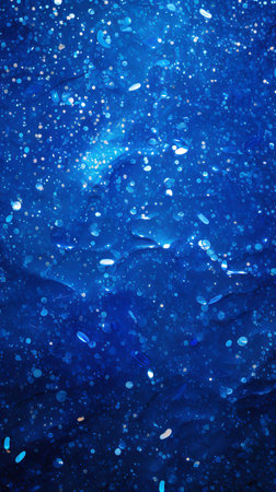 Abstract blue background with water drops. Top view. Space for text. (ai generated)の素材